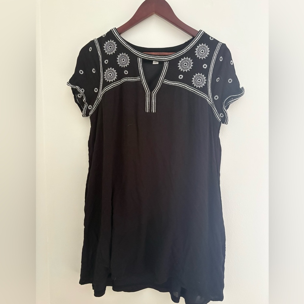 Black Embroidered Women's dress spring break summer lightweight airy dress